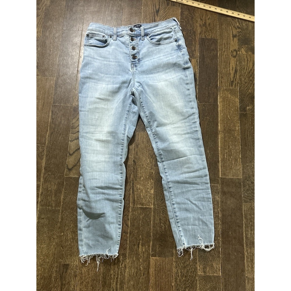 Women's Jcrew High Rise Skinny Light Blue Button Fly Jeans Sz 29